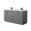 Custom image for Dark Gray with Matte Black Trim / White Carrara Marble / No Mirror