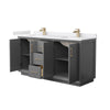 Custom image for Dark Gray with Satin Bronze Trim / White Cultured Marble / No Mirror
