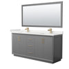 Custom image for Dark Gray with Satin Bronze Trim / White Quartz / 70