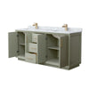 Custom image for Light Green with Satin Bronze Trim / White Carrara Marble / No Mirror