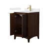 Custom image for Dark Walnut with Brushed Gold Trim / Carrara Cultured Marble / No Mirror