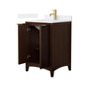 Custom image for Dark Walnut with Brushed Gold Trim / White Cultured Marble / No Mirror