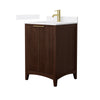 Custom image for Dark Walnut with Brushed Gold Trim / White Cultured Marble / No Mirror