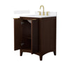 Custom image for Dark Walnut with Brushed Gold Trim / White Cultured Marble / No Mirror