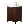 Custom image for Dark Walnut with Brushed Gold Trim / White Cultured Marble / No Mirror