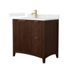 Custom image for Dark Walnut with Brushed Gold Trim / Carrara Cultured Marble / No Mirror