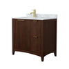 Custom image for Dark Walnut with Brushed Gold Trim / White Carrara Marble / No Mirror
