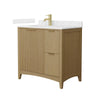 Custom image for Natural Oak with Brushed Gold Trim / Carrara Cultured Marble / No Mirror