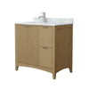 Custom image for Natural Oak with Brushed Nickel Trim / White Carrara Marble / No Mirror