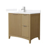 Custom image for Natural Oak with Brushed Nickel Trim / White Quartz / No Mirror