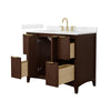 Custom image for Dark Walnut with Brushed Gold Trim / Carrara Cultured Marble / No Mirror