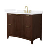 Custom image for Dark Walnut with Brushed Gold Trim / White Cultured Marble / No Mirror