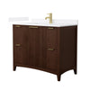 Custom image for Dark Walnut with Brushed Gold Trim / White Quartz / No Mirror