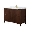 Custom image for Dark Walnut with Brushed Gold Trim / White Carrara Marble / No Mirror