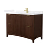 Custom image for Dark Walnut with Brushed Gold Trim / White Cultured Marble / No Mirror