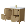 Custom image for Natural Oak with Brushed Gold Trim / White Carrara Marble / No Mirror