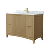 Custom image for Natural Oak with Brushed Gold Trim / White Carrara Marble / No Mirror