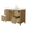 Custom image for Natural Oak with Brushed Gold Trim / White Quartz / No Mirror