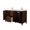 Custom image for Dark Walnut with Brushed Gold Trim / Carrara Cultured Marble / No Mirror