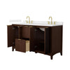Custom image for Dark Walnut with Brushed Gold Trim / Carrara Cultured Marble / No Mirror