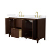 Custom image for Dark Walnut with Brushed Gold Trim / White Cultured Marble / No Mirror
