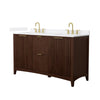 Custom image for Dark Walnut with Brushed Gold Trim / White Cultured Marble / No Mirror
