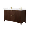 Custom image for Dark Walnut with Brushed Gold Trim / White Quartz / No Mirror