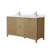 Custom image for Natural Oak with Brushed Gold Trim / White Carrara Marble / No Mirror