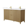 Custom image for Natural Oak with Brushed Gold Trim / White Cultured Marble / No Mirror