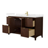 Custom image for Dark Walnut with Brushed Gold Trim / Carrara Cultured Marble / No Mirror