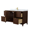 Custom image for Dark Walnut with Brushed Gold Trim / White Carrara Marble / No Mirror