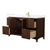 Custom image for Dark Walnut with Brushed Gold Trim / White Quartz / No Mirror