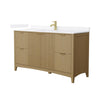 Custom image for Natural Oak with Brushed Gold Trim / White Quartz / No Mirror