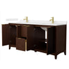 Custom image for Dark Walnut with Brushed Gold Trim / Carrara Cultured Marble / No Mirror