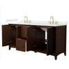 Custom image for Dark Walnut with Brushed Gold Trim / Carrara Cultured Marble / No Mirror