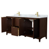 Custom image for Dark Walnut with Brushed Gold Trim / White Carrara Marble / No Mirror