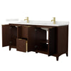 Custom image for Dark Walnut with Brushed Gold Trim / Giotto Quartz / No Mirror