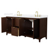 Custom image for Dark Walnut with Brushed Gold Trim / White Cultured Marble / No Mirror