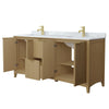 Custom image for Natural Oak with Brushed Gold Trim / White Carrara Marble / No Mirror