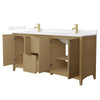 Custom image for Natural Oak with Brushed Gold Trim / White Cultured Marble / No Mirror