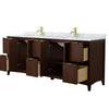Custom image for Dark Walnut with Brushed Gold Trim / White Carrara Marble / No Mirror