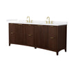 Custom image for Dark Walnut with Brushed Gold Trim / White Cultured Marble / No Mirror