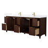Custom image for Dark Walnut with Brushed Gold Trim / White Quartz / No Mirror