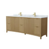 Custom image for Natural Oak with Brushed Gold Trim / White Carrara Marble / No Mirror