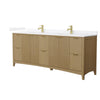 Custom image for Natural Oak with Brushed Gold Trim / White Quartz / No Mirror