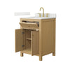 Custom image for Tanned Oak with Brushed Gold Trim / Giotto Quartz / No Mirror