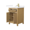 Custom image for Tanned Oak with Brushed Gold Trim / White Cultured Marble / No Mirror