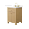 Custom image for Tanned Oak with Brushed Gold Trim / White Cultured Marble / No Mirror