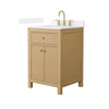 Custom image for Tanned Oak with Brushed Gold Trim / White Quartz / No Mirror