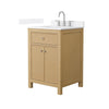 Custom image for Tanned Oak with Brushed Nickel Trim / White Quartz / No Mirror